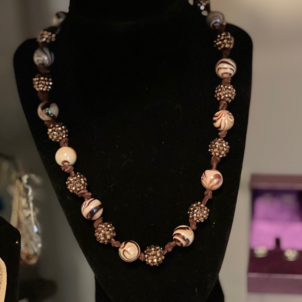 Hand knotted bead necklace